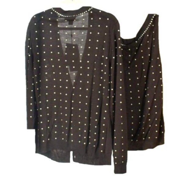 St. John Large Studded Sweater Set Cardigan & Vest Mahogany Brown NWT MSRP $1090 - Picture 2 of 11